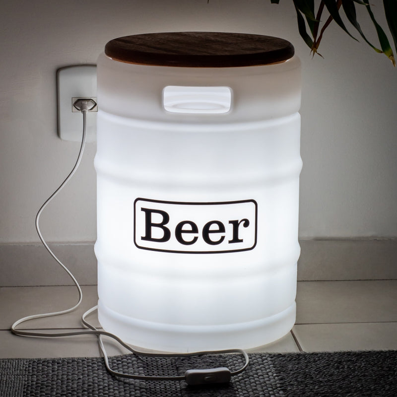 Banco com Luminária Beer Barrel White