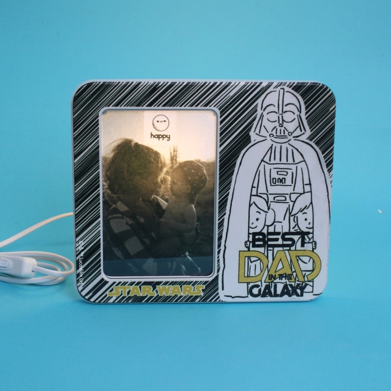 Luminária Porta Retrato 10x15cm Star Wars Best Dad In The Galaxy