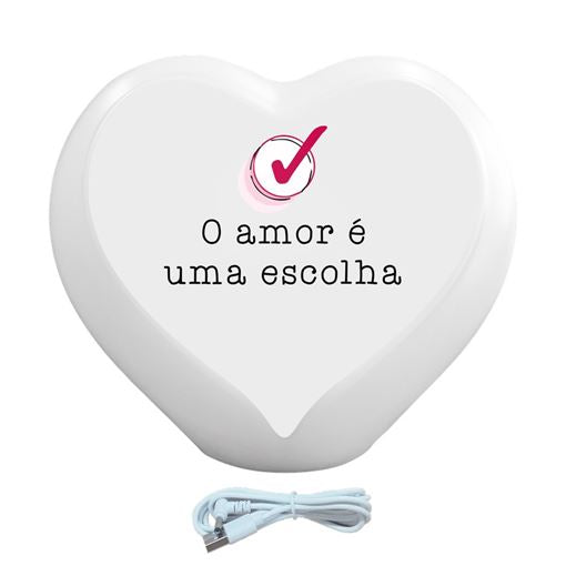 Luminária Coração O Amor É Uma Escolha LED USB