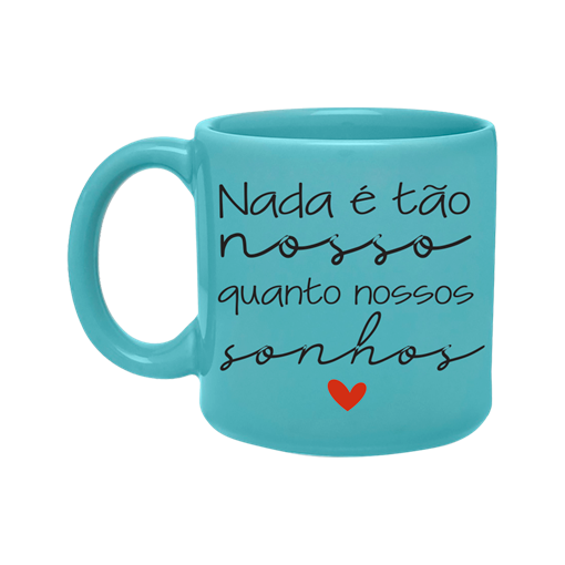 Caneca de Porcelana Turquesa - Sonhos