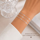 Pulseira Feminina Tripla Coração Folheada Prata 925 Delicada Semijoia 22cm