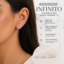 Trio De Brincos Infinito Laminado Banhado À Prata 925 Clássico Feminino