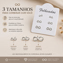 Trio De Brincos Infinito Laminado Banhado À Prata 925 Clássico Feminino